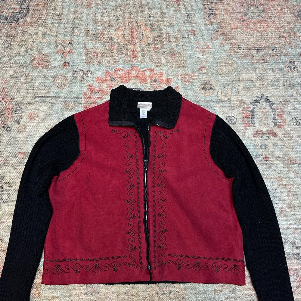 Coldwater Creek Red and Black Embroidered Vest